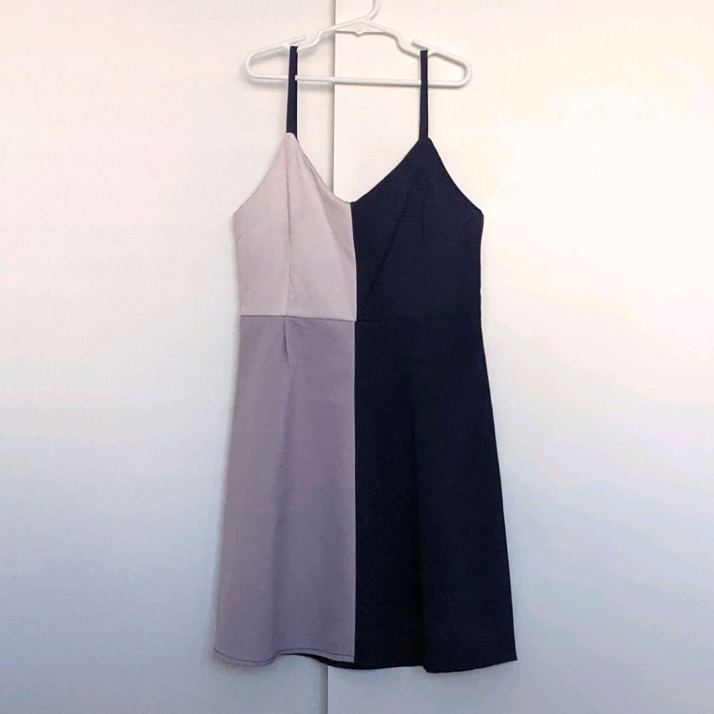 Navy and Lavender Color Block Minidress